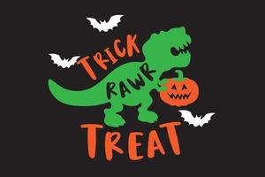 Trick Rawr Treat with Dinosaur Halloween Printable Vector Illustration