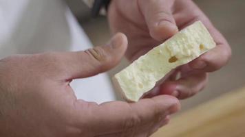 chef holding cheese video