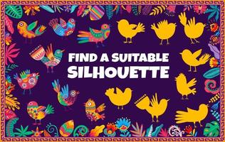 Find suitable silhouette of Mexican alebrije birds vector