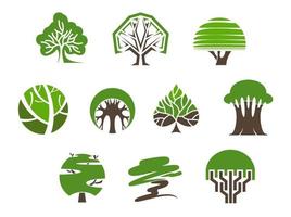 Park and garden tree icons vector