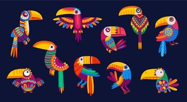dibujos animados de tucanes mexicanos o brasileños pájaros divertidos vector