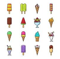 color de helado, iconos de postres helados helados vector