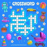 Crossword puzzle game with cartoon kids toys vector