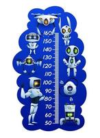 Kids height chart with cartoon robots and droids vector