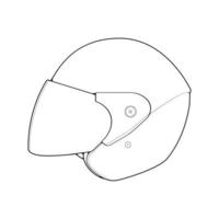 Template helmet half face, line Art helmet Vector Illustration, Line art vector, helmet Vector