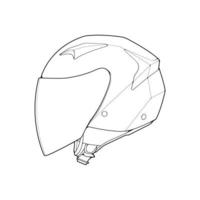 Template helmet half face, line Art helmet Vector Illustration, Line art vector, helmet Vector