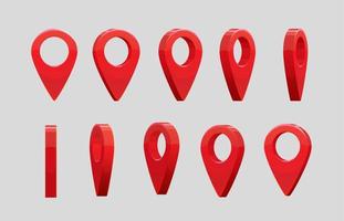 3d locator pin, animated game or travel map sprite vector