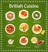 British cuisine menu page design vector template