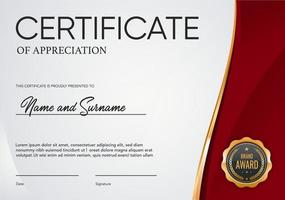 plantilla de certificado de reconocimiento de diploma de premio vector