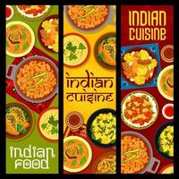 banners vectoriales de platos y comidas de cocina india vector