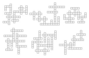 Crossword puzzle template grid, blank empty boxes vector