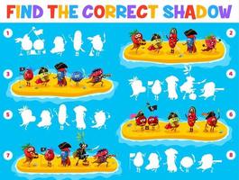 Find the correct shadow of cartoon berry pirates vector