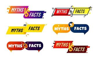 Myths vs facts icons, truth and false badges vector