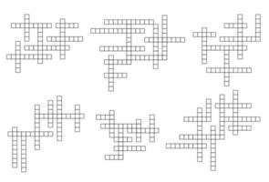 Crossword quiz game grids set vector