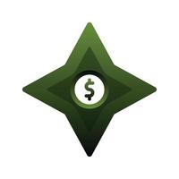 dólar shuriken logo gradiente diseño plantilla icono elemento vector