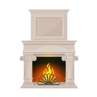 Stone classic, antique fireplace with pilasters vector