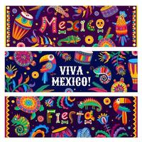 viva mexico, banners de vacaciones de fiesta brasileña vector