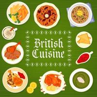 British cuisine menu cover page vector template