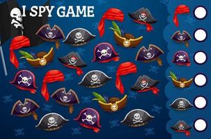 I spy game pirate tricorn, cocked hats and bandana vector