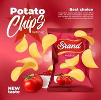 Realistic ketchup flavored potato chips package
