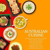 Australian cuisine food menu cover with bbq dishes vector