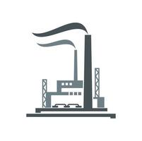 Factory, industrial plant building vector icon