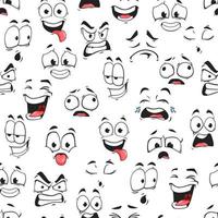 Cartoon face and emoji characters seamless pattern vector