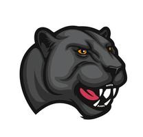 Angry black panther leopard cartoon animal mascot vector