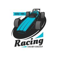 icono vintage del campeonato de coches de carreras retro