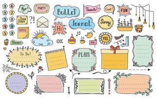 Bullet journal diary calendar color doodle frames vector