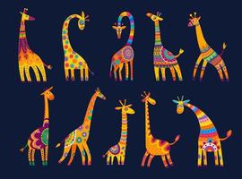 Cartoon african giraffes, animal characters vector