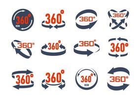 360 degrees virtual camera rotate icon set vector