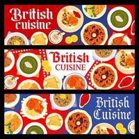 British cuisine restaurant meals vector banners