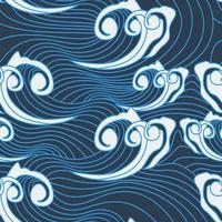 Editable Japanese Water Waves Vector Illustration as Seamless Pattern for Creating Background of Oriental Culture Tradition and History Related Design