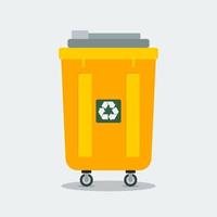 Editable Isolated Trash Bin Vector Illustration with Recycling Symbol for Cleanliness Lifestyle and Environmental Related Design