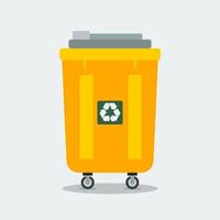 Editable Isolated Trash Bin Vector Illustration with Recycling Symbol for Cleanliness Lifestyle and Environmental Related Design