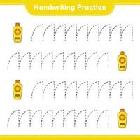 Handwriting practice. Tracing lines of Sunscreen. Educational children game, printable worksheet, vector illustration