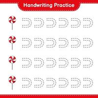 Handwriting practice. Tracing lines of Candy Educational children game, printable worksheet, vector illustration