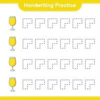 Handwriting practice. Tracing lines of Cocktail. Educational children game, printable worksheet, vector illustration