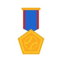 Gold medal with ribbon. Vector illustration