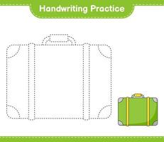 Handwriting practice. Tracing lines of Luggage. Educational children game, printable worksheet, vector illustration