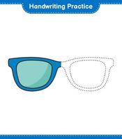 Handwriting practice. Tracing lines of Sunglasses. Educational children game, printable worksheet, vector illustration