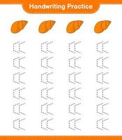 Handwriting practice. Tracing lines of Sea Shells. Educational children game, printable worksheet, vector illustration