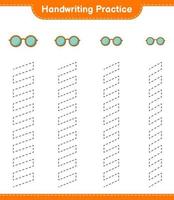 Handwriting practice. Tracing lines of Sunglasses. Educational children game, printable worksheet, vector illustration