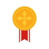 Gold medal with ribbon. Vector illustration