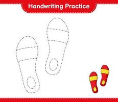 Handwriting practice. Tracing lines of Flip Flop. Educational children game, printable worksheet, vector illustration