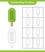 práctica de escritura a mano. trazando líneas de helado. juego educativo para niños, hoja de cálculo imprimible, ilustración vectorial vector