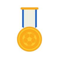 Gold medal with ribbon. Vector illustration