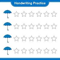 Handwriting practice. Tracing lines of Umbrella. Educational children game, printable worksheet, vector illustration