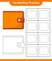 Handwriting practice. Tracing lines of Wallet. Educational children game, printable worksheet, vector illustration